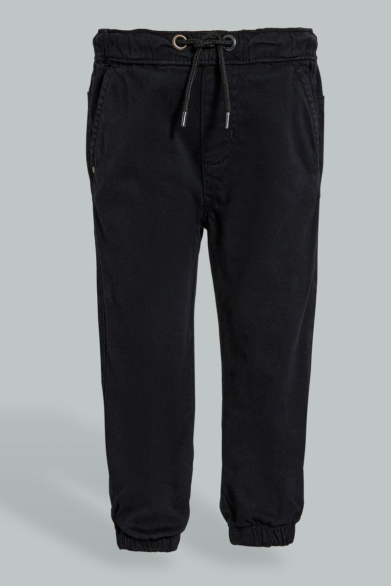 Redtag-Black-Twill-Jogger-Chinos-Infant-Boys-3 to 24 Months