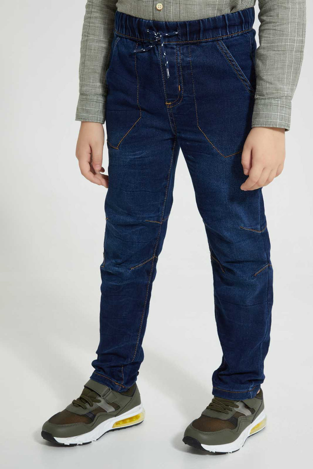 Redtag-Dark-Wash-Marble-Effect-Pull-On-Jean-Jeans-Pull-On-Boys-2 to 8 Years