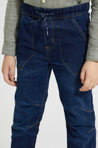 Redtag-Dark-Wash-Marble-Effect-Pull-On-Jean-Jeans-Pull-On-Boys-2 to 8 Years