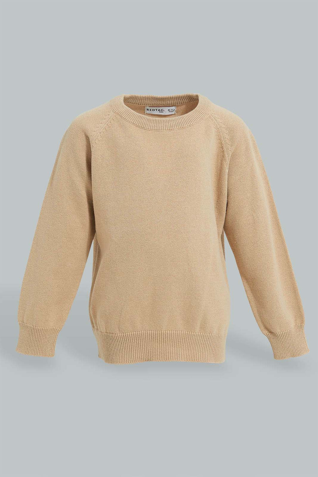 Redtag-Beige-Solid-Pullover-Pullovers-Infant-Boys-3 to 24 Months
