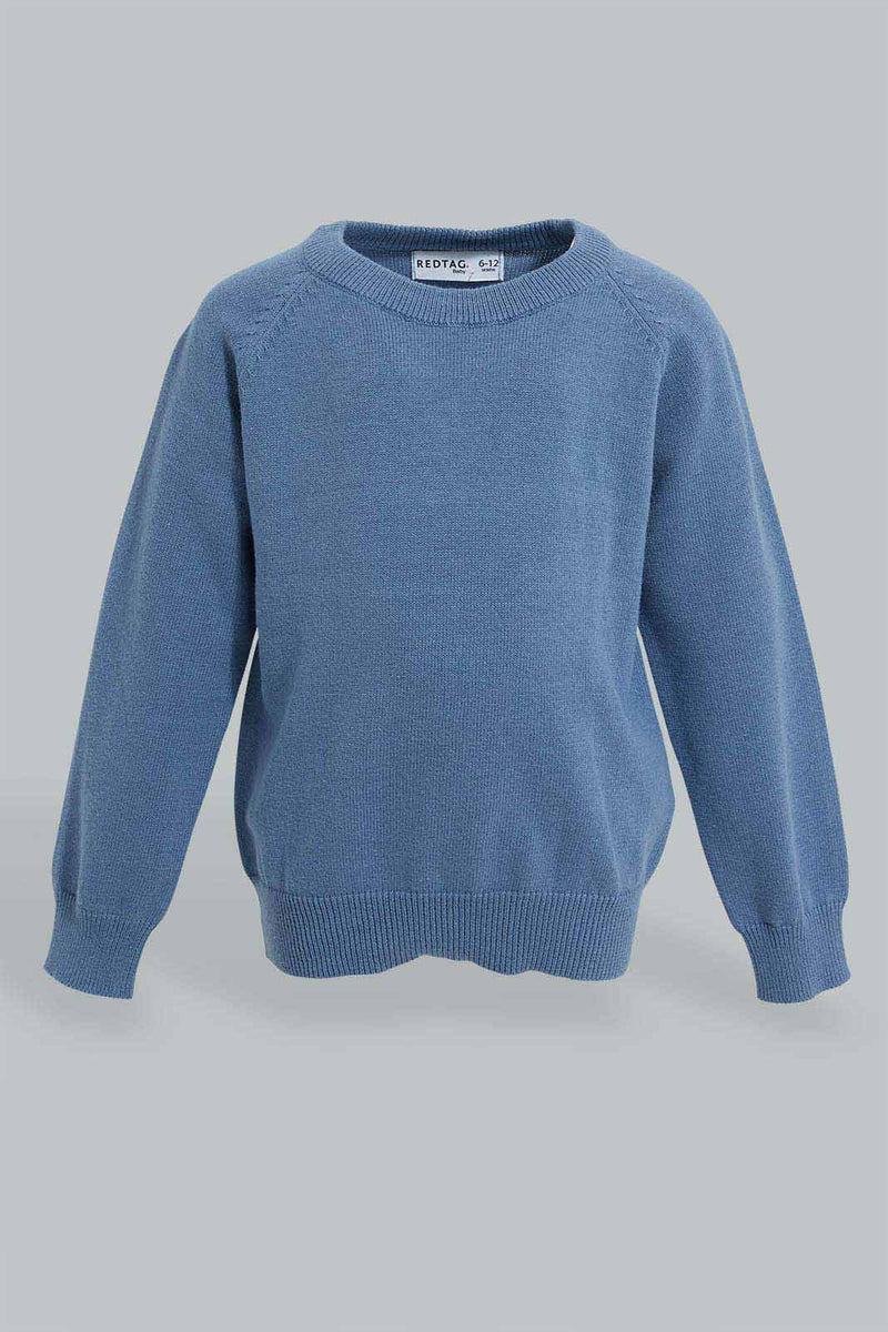 Redtag-Blue-Solid-Pullover-Pullovers-Infant-Boys-3 to 24 Months