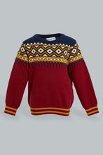 تنزيل الصورة على معرض الصور، Redtag-Red-Jacquard-Design-Pullover-Pullovers-Infant-Boys-3 to 24 Months
