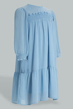 Load image into Gallery viewer, Redtag-Lt-Blue-Chiffon-L/S-Dress-Dresses-Senior-Girls-9 to 14 Years
