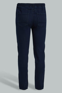 Redtag-Rinse-Wash-Knit-Denim-Jogger-Colour:Darkwash,-Filter:Men's-Clothing,-Men-Jeans,-New-In,-New-In-Men,-Non-Sale,-S22B,-Section:Men-Men's-