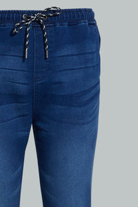 Redtag-Mid-Wash-Knit-Denim-Jogger-Colour:Indigo,-Filter:Men's-Clothing,-Men-Jeans,-New-In,-New-In-Men,-Non-Sale,-S22B,-Section:Men-Men's-