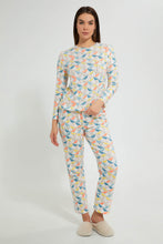 Load image into Gallery viewer, Redtag-Offwhite-Printed-Pyjama-Set-Pyjama-Sets-Women's-
