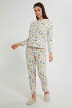 Load image into Gallery viewer, Redtag-Offwhite-Printed-Pyjama-Set-Pyjama-Sets-Women's-
