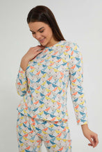 Load image into Gallery viewer, Redtag-Offwhite-Printed-Pyjama-Set-Pyjama-Sets-Women's-
