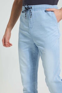 Redtag-Light-Wash-Knit-Denim-Jogger-Colour:Light-Wash,-Filter:Men's-Clothing,-Men-Jeans,-New-In,-New-In-Men,-Non-Sale,-S22B,-Section:Men-Men's-