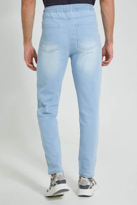 Redtag-Light-Wash-Knit-Denim-Jogger-Colour:Light-Wash,-Filter:Men's-Clothing,-Men-Jeans,-New-In,-New-In-Men,-Non-Sale,-S22B,-Section:Men-Men's-