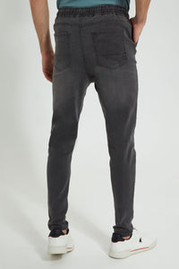 Redtag-Charcoal-Knit-Denim-Jogger-Colour:Charcoal,-Filter:Men's-Clothing,-Men-Jeans,-New-In,-New-In-Men,-Non-Sale,-S22B,-Section:Men-Men's-