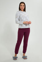 Load image into Gallery viewer, Redtag-Grey-Melange-Printed-Pyjama-Set-Pyjama-Sets-Women's-
