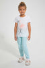 Redtag-White-Flamingo-Print-Nightsuit-With-Cuff-Bottom-Pyjama-Sets-Girls-2 to 8 Years