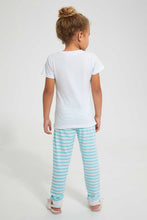 Load image into Gallery viewer, Redtag-White-Flamingo-Print-Nightsuit-With-Cuff-Bottom-Pyjama-Sets-Girls-2 to 8 Years
