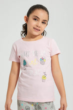Load image into Gallery viewer, Redtag-Pink-Cupcake-Print-Nightsuit-With-Cuff-Bottom-Colour:Pink,-Filter:Girls-(2-to-8-Yrs),-Girls-Pyjama-Sets,-New-In,-New-In-GIR,-Non-Sale,-S22B,-Section:Kidswear-Girls-2 to 8 Years

