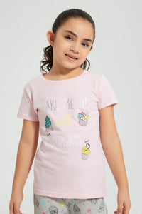 Redtag-Pink-Cupcake-Print-Nightsuit-With-Cuff-Bottom-Colour:Pink,-Filter:Girls-(2-to-8-Yrs),-Girls-Pyjama-Sets,-New-In,-New-In-GIR,-Non-Sale,-S22B,-Section:Kidswear-Girls-2 to 8 Years