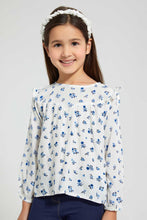 Load image into Gallery viewer, Redtag-White-Aop-Long-Sleeve-Blouse-Blouses-Girls-2 to 8 Years
