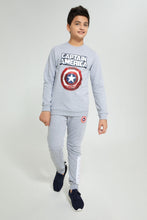 تنزيل الصورة على معرض الصور، Redtag-Grey-Captain-America-Sweatshirt-Sweatshirts-Senior-Boys-9 to 14 Years
