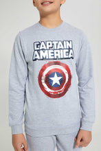 تنزيل الصورة على معرض الصور، Redtag-Grey-Captain-America-Sweatshirt-Sweatshirts-Senior-Boys-9 to 14 Years
