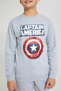 Redtag-Grey-Captain-America-Sweatshirt-Sweatshirts-Senior-Boys-9 to 14 Years