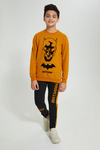 Redtag-Mustard-Batman-Sweatshirt-Sweatshirts-Senior-Boys-9 to 14 Years