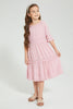 Redtag-Pink-Shifli-Tiered-Dress-Dresses-Girls-2 to 8 Years