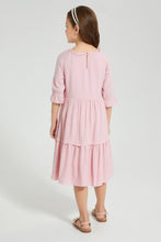 تنزيل الصورة على معرض الصور، Redtag-Pink-Shifli-Tiered-Dress-Dresses-Girls-2 to 8 Years
