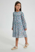 تنزيل الصورة على معرض الصور، Redtag-Blue-Printed-Shirt-Dress-Dresses-Girls-2 to 8 Years
