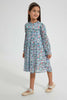 Redtag-Blue-Printed-Shirt-Dress-Dresses-Girls-2 to 8 Years