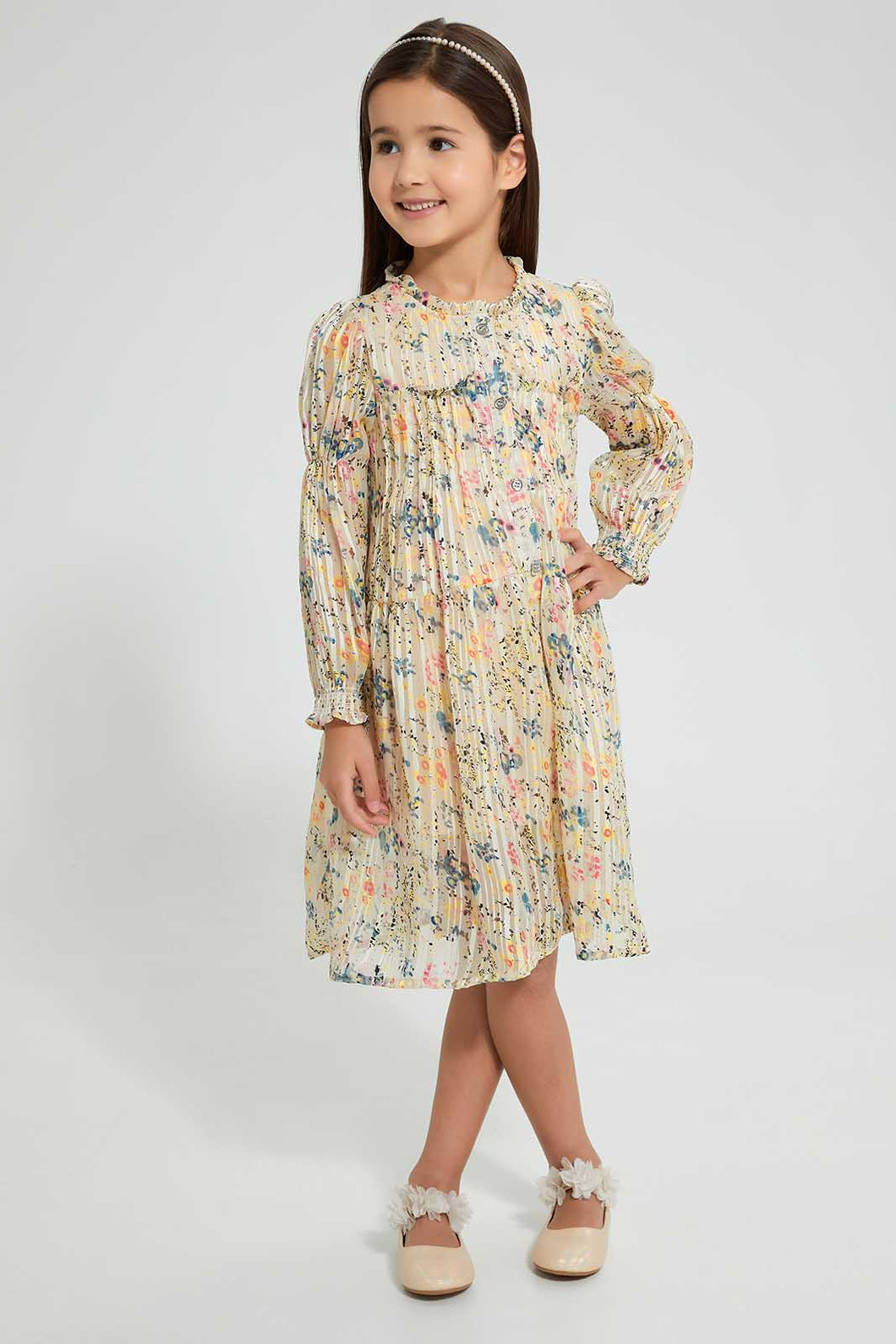 Redtag-Assorted-Printed-Shirt-Dress-Dresses-Girls-2 to 8 Years