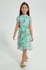 Redtag-Green-Printed-Maxi-Dress-Dresses-Girls-2 to 8 Years