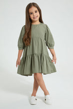 تنزيل الصورة على معرض الصور، Redtag-Olive-Tiered-Dress-Dresses-Girls-2 to 8 Years
