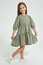 تنزيل الصورة على معرض الصور، Redtag-Olive-Tiered-Dress-Dresses-Girls-2 to 8 Years
