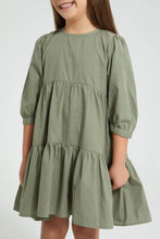 تنزيل الصورة على معرض الصور، Redtag-Olive-Tiered-Dress-Dresses-Girls-2 to 8 Years
