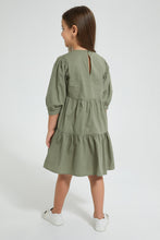 تنزيل الصورة على معرض الصور، Redtag-Olive-Tiered-Dress-Dresses-Girls-2 to 8 Years

