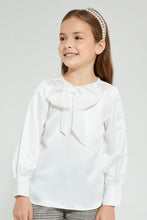 Load image into Gallery viewer, Redtag-White-Tie-Knot-Neckline-Blouse-Blouses-Girls-2 to 8 Years
