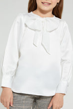 Load image into Gallery viewer, Redtag-White-Tie-Knot-Neckline-Blouse-Blouses-Girls-2 to 8 Years
