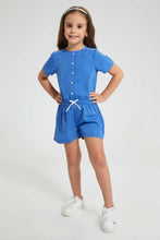 Load image into Gallery viewer, Redtag-Blue-Front-Placket-Playsuit-Jumpsuits-Girls-2 to 8 Years
