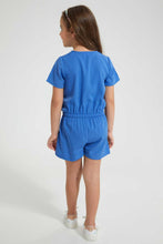 Load image into Gallery viewer, Redtag-Blue-Front-Placket-Playsuit-Jumpsuits-Girls-2 to 8 Years
