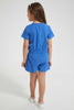 Redtag-Blue-Front-Placket-Playsuit-Jumpsuits-Girls-2 to 8 Years