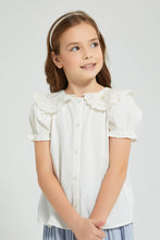 Load image into Gallery viewer, Redtag-White-Embroideredelished-Collared-Shirt-Blouse-Colour:White,-Filter:Girls-(2-to-8-Yrs),-Girls-Blouses,-New-In,-New-In-GIR,-Non-Sale,-S22B,-Section:Kidswear-Girls-2 to 8 Years
