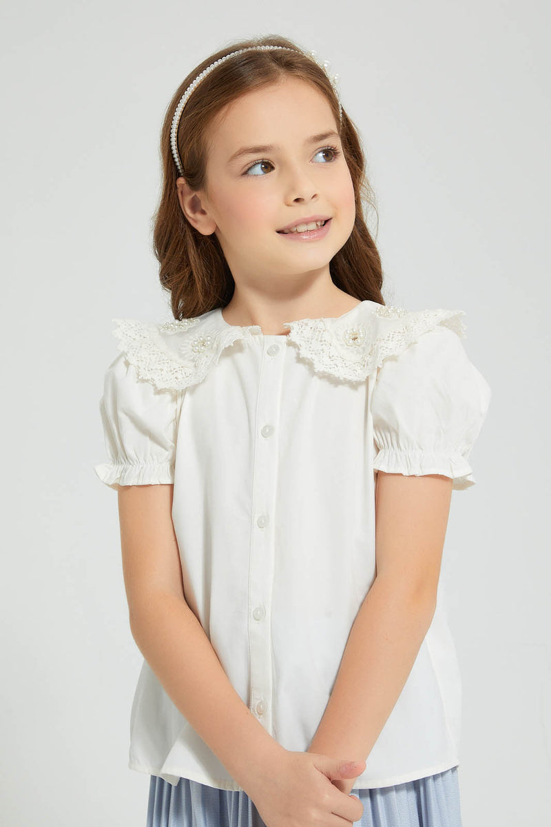 Redtag-White-Embroideredelished-Collared-Shirt-Blouse-Colour:White,-Filter:Girls-(2-to-8-Yrs),-Girls-Blouses,-New-In,-New-In-GIR,-Non-Sale,-S22B,-Section:Kidswear-Girls-2 to 8 Years