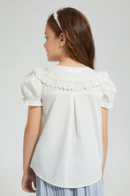 Load image into Gallery viewer, Redtag-White-Embroideredelished-Collared-Shirt-Blouse-Colour:White,-Filter:Girls-(2-to-8-Yrs),-Girls-Blouses,-New-In,-New-In-GIR,-Non-Sale,-S22B,-Section:Kidswear-Girls-2 to 8 Years
