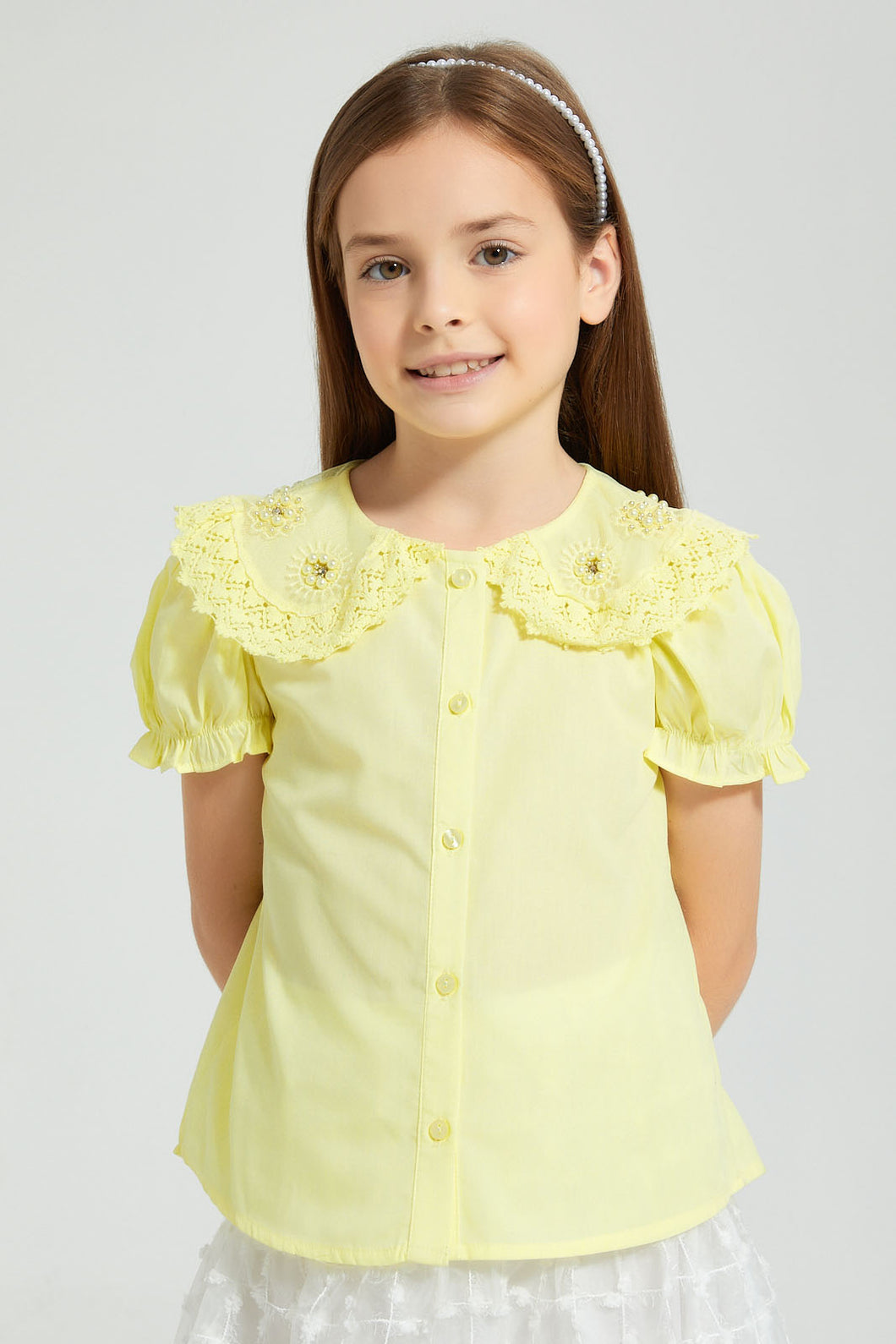 Redtag-Yellow-Embroideredelished-Collared-Shirt-Blouse-Colour:Yellow,-Filter:Girls-(2-to-8-Yrs),-Girls-Blouses,-New-In,-New-In-GIR,-Non-Sale,-S22B,-Section:Kidswear-Girls-2 to 8 Years