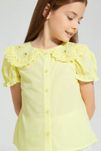 Load image into Gallery viewer, Redtag-Yellow-Embroideredelished-Collared-Shirt-Blouse-Colour:Yellow,-Filter:Girls-(2-to-8-Yrs),-Girls-Blouses,-New-In,-New-In-GIR,-Non-Sale,-S22B,-Section:Kidswear-Girls-2 to 8 Years
