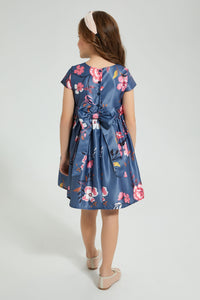 Redtag-Navy-Aop-Dress-Colour:Navy,-Filter:Girls-(2-to-8-Yrs),-Girls-Dresses,-New-In,-New-In-GIR,-Non-Sale,-S22A,-Section:Kidswear-Girls-2 to 8 Years