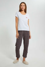 Load image into Gallery viewer, Redtag-Grey-Melange-Printed-Pyjama-Set-Pyjama-Sets-Women's-
