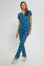 Load image into Gallery viewer, Redtag-Blue-Allover-Printed-Pyjama-Set-Pyjama-Sets-Women's-
