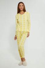 Load image into Gallery viewer, Redtag-Yellow-Allover-Printed-Pyjama-Set-Pyjama-Sets-Women&#39;s-
