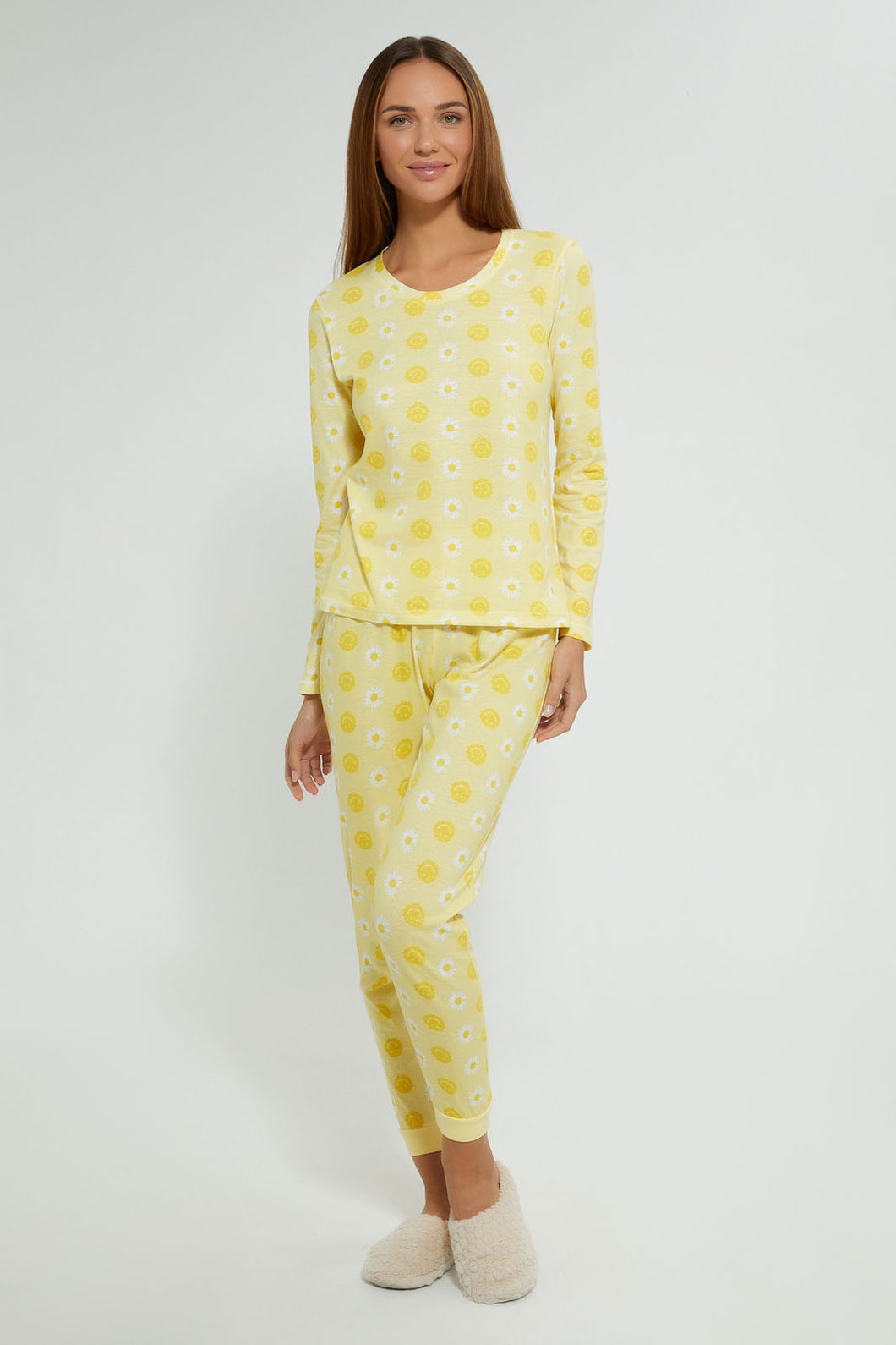 Redtag-Yellow-Allover-Printed-Pyjama-Set-Pyjama-Sets-Women's-